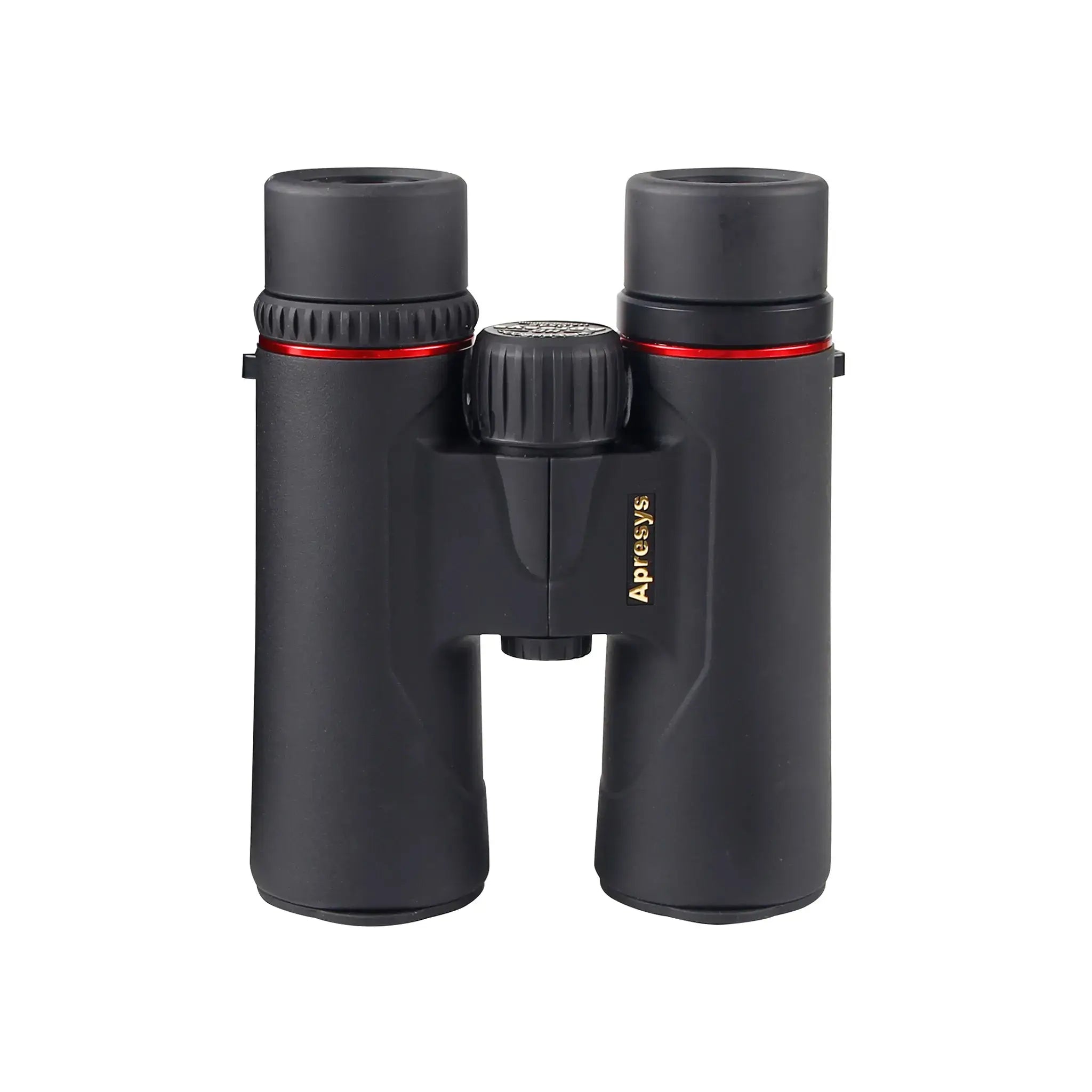 front view of APRESYS H1042ED 10x42 ED binoculars with magnesium alloy body and FMC coated optics on white background
