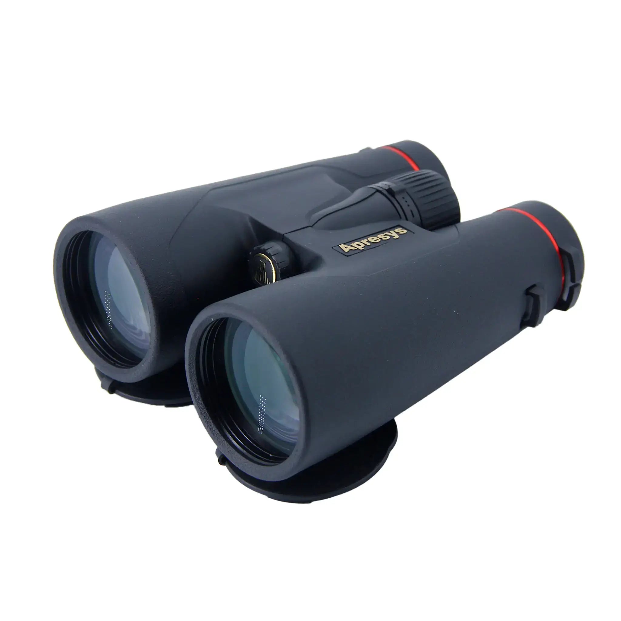 close-up of APRESYS HD56 Series objective lenses featuring ED low-dispersion glass and fully multi-coated FMC optics on white background