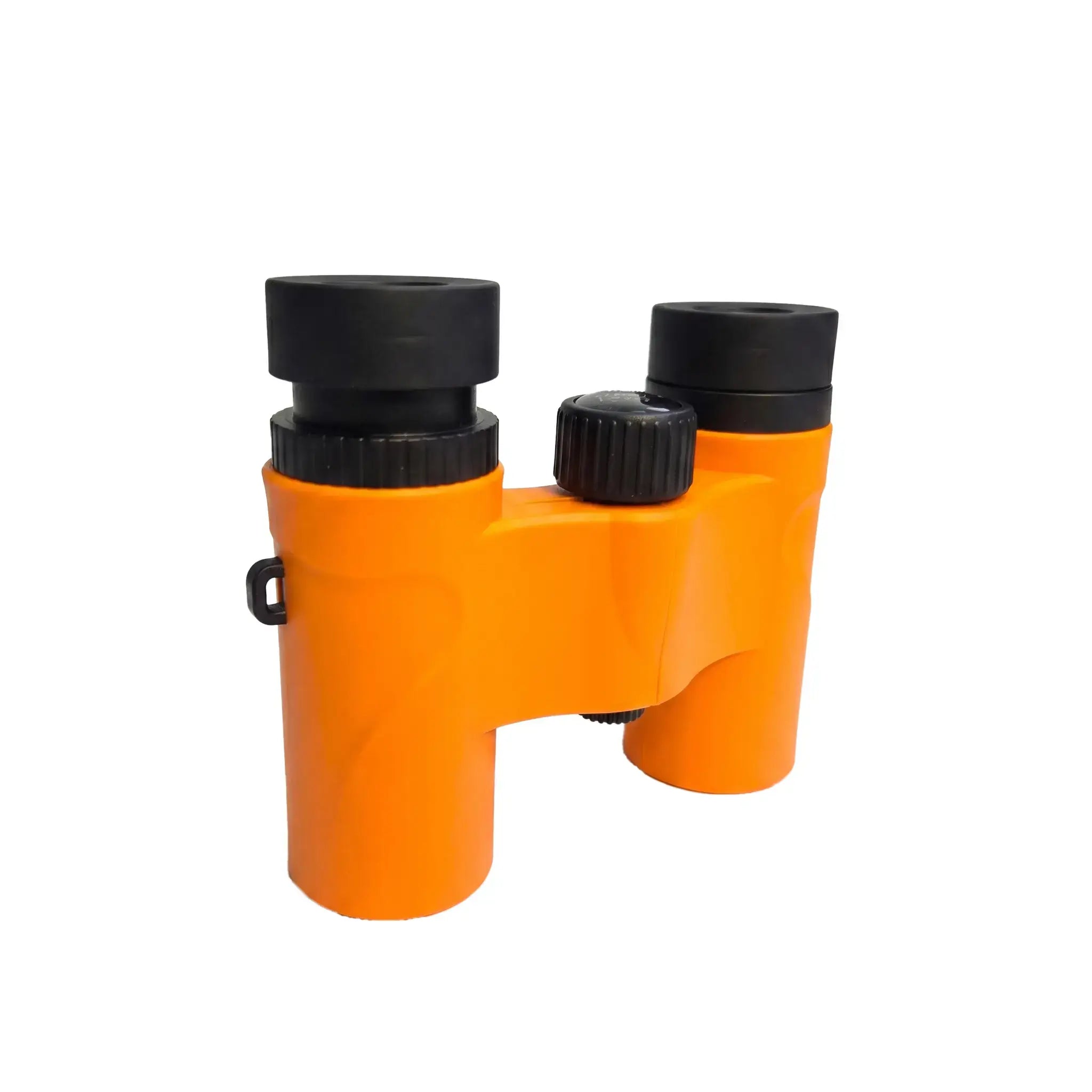 3/4 angle view of the orange Apresys Luck Mini 8x21 binoculars, emphasizing the comfortable grip and stylish outdoor look.