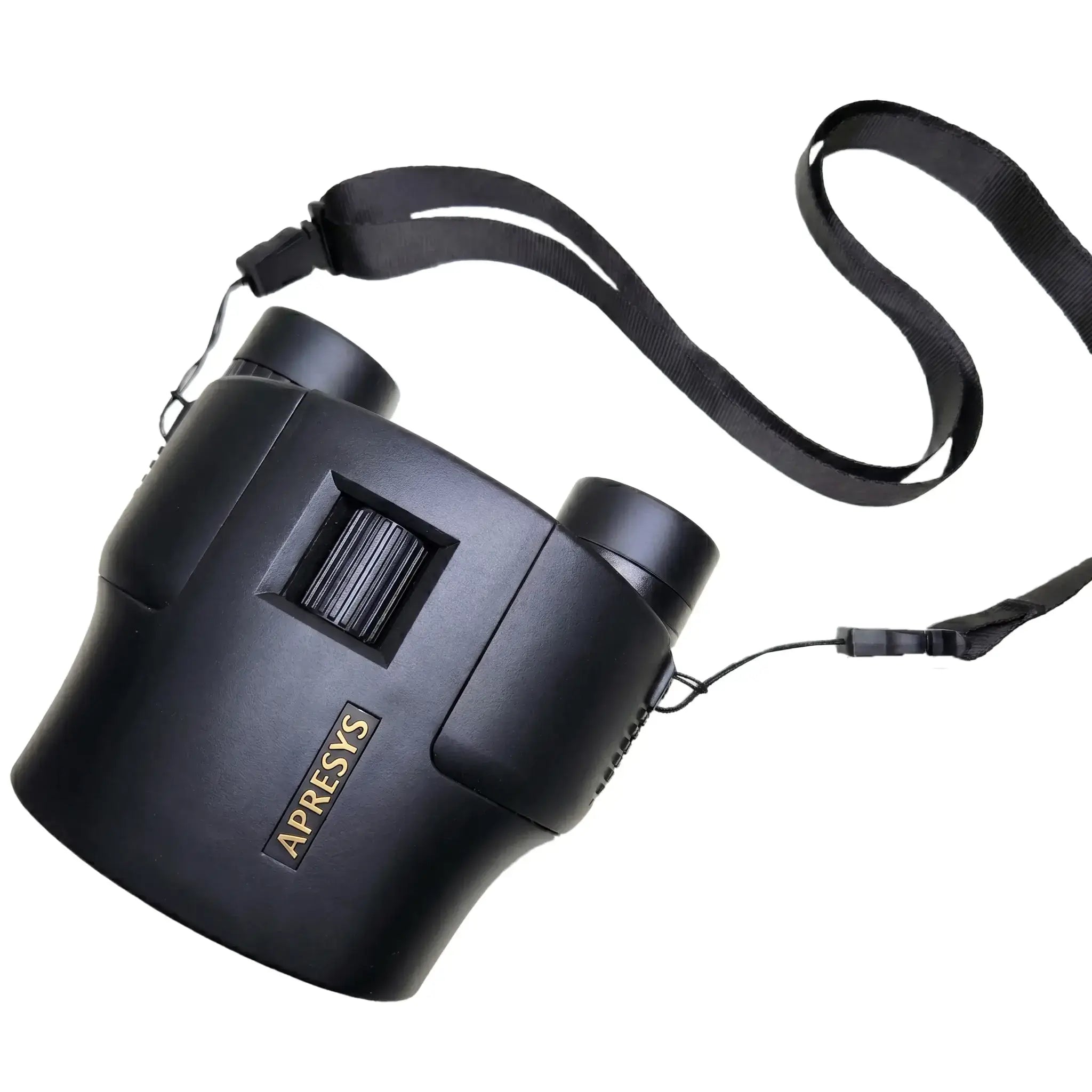 APRESYS M0825 lightweight binoculars with an included durable neck strap for easy outdoor carrying.