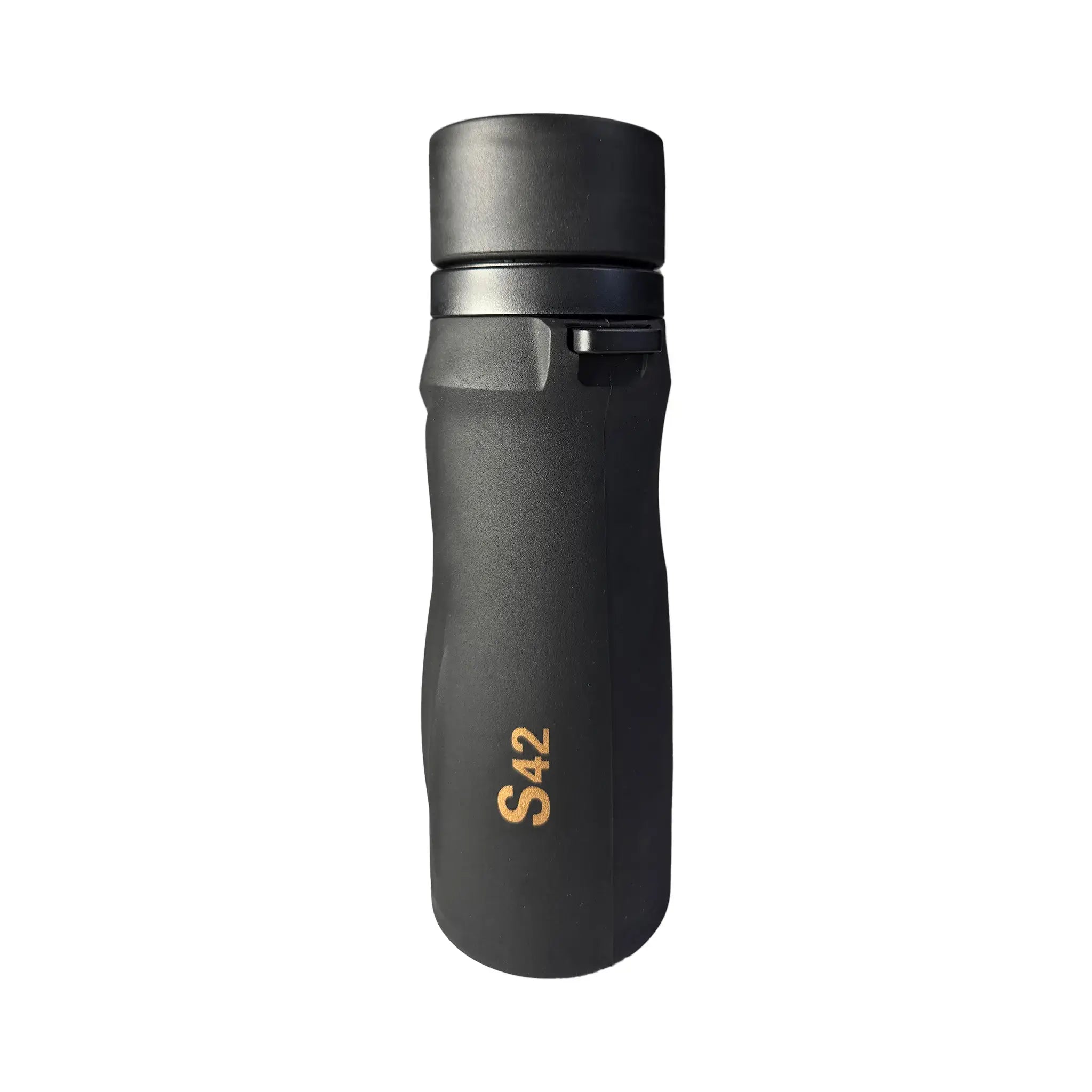 side view of APRESYS S4210 10x42 phase coated binoculars with ergonomic waterproof outdoor body design on white background